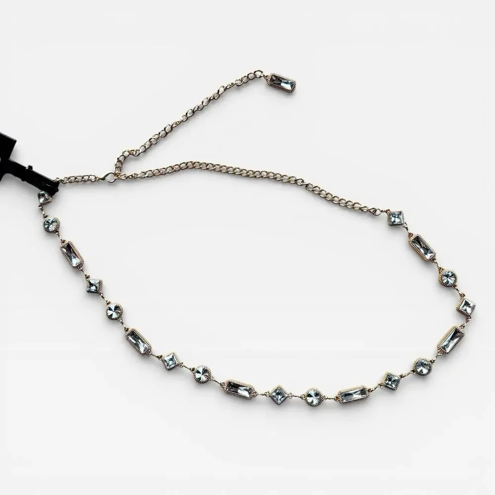 Nicole Miller Chain Belt Gold Tone Medium-Large Jeweled Charms NWT